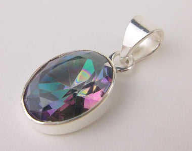 Classic Sterling Silver Mystic Rainbow Topaz Pendant