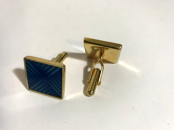 Men's Pair of Blue Striped Enamel Austria Cufflinks