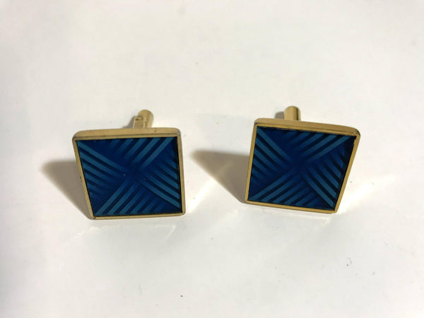 Men's Pair of Blue Striped Enamel Austria Cufflinks