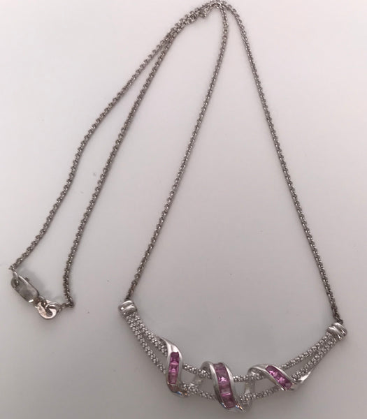 Pink Sapphire & Natural Diamond Necklace