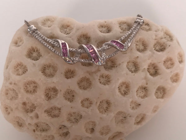 Pink Sapphire & Natural Diamond Necklace