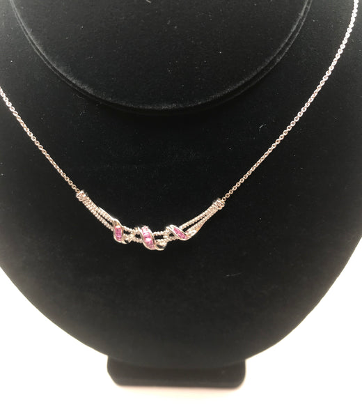 Pink Sapphire & Natural Diamond Necklace
