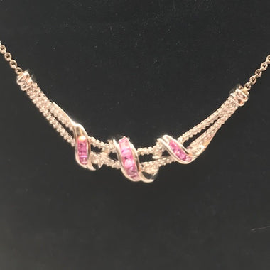 Pink Sapphire & Natural Diamond Necklace