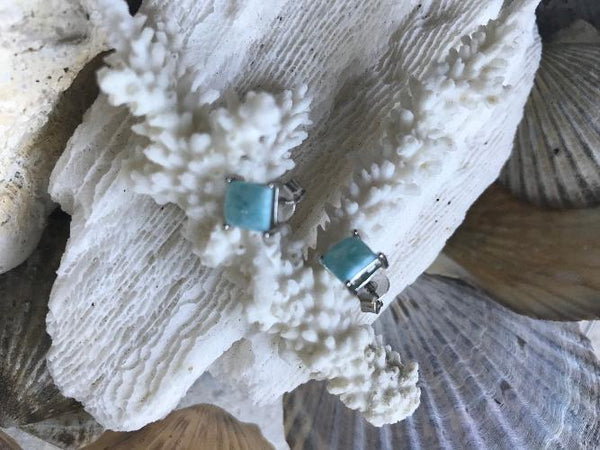 Sterling Silver Larimar Stud Earrings