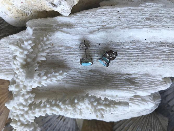 Sterling Silver Larimar Stud Earrings
