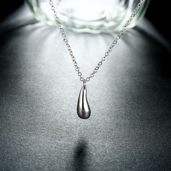 18K White Gold Raindrop Necklace- Compliment to Threader Teardrop Earrings