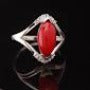 Red Marq Cab And Zircon Sterling Silver Ring Size 8.25