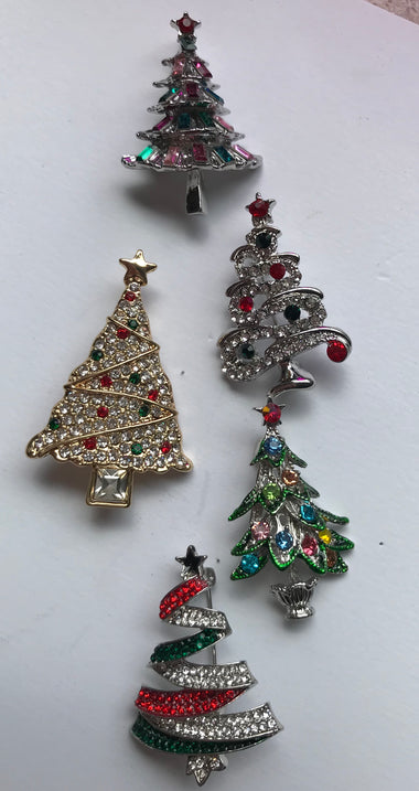 Christmas Tree Sparkly Pins Brooches for the Holidays