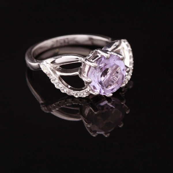 Rose De France Amethyst & Topaz Sterling Silver Ring Size 7