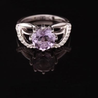 Rose De France Amethyst & Topaz Sterling Silver Ring Size 7