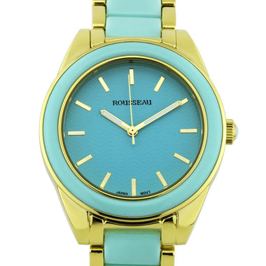 Rousseau Elegant Enamel Insert Link Ladies Watch Teal