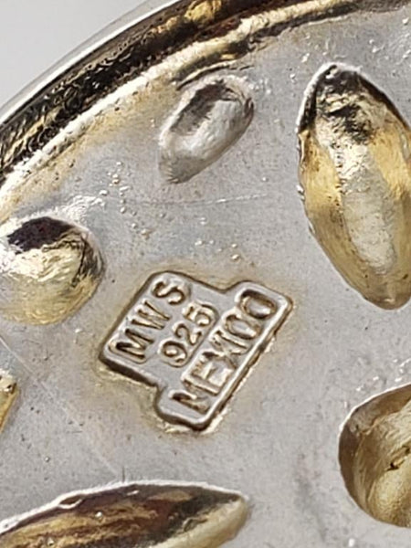 925 Sterling Silver Mexican Designer Large Circular Pendant