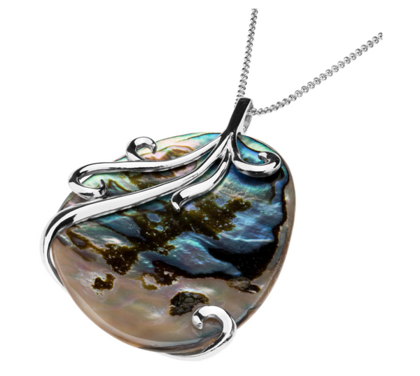 Sterling Silver Abalone Overlay Pendant 18" Necklace
