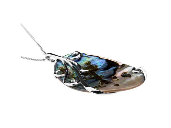 Sterling Silver Abalone Overlay Pendant 18" Necklace