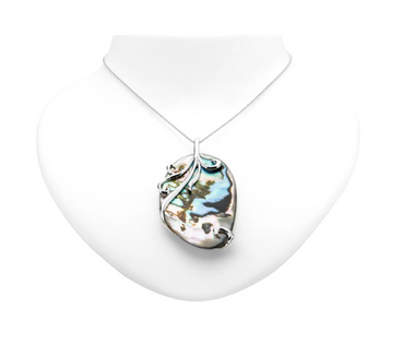 Sterling Silver Abalone Overlay Pendant 18" Necklace
