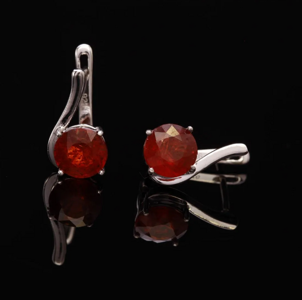 RARE Sterling Silver Orange Kyanite Latch Back Earrings