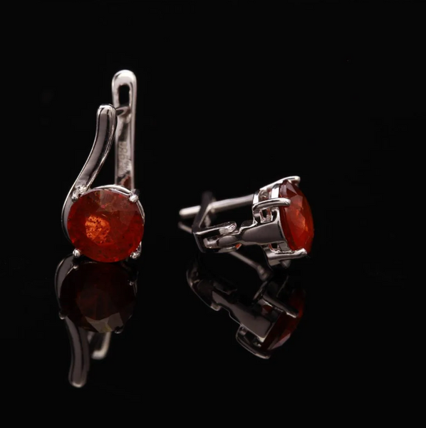 RARE Sterling Silver Orange Kyanite Latch Back Earrings