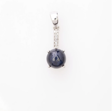 Sterling Star Blue Sapphire & White Topaz Pendant 18" Necklace
