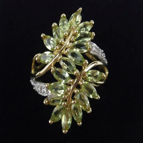 Peridot and Diamond Ring