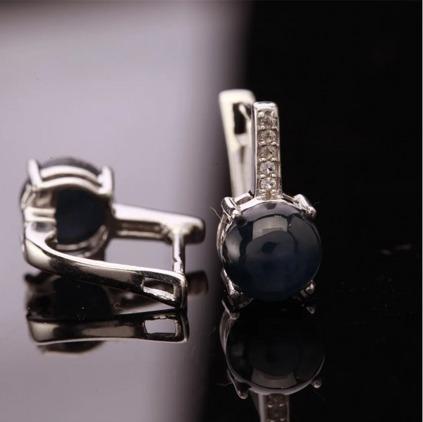 Star Sapphire & Topaz Sterling Silver Earrings