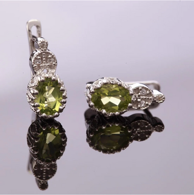 Peridot & White Topaz Sterling Silver Drop Earrings