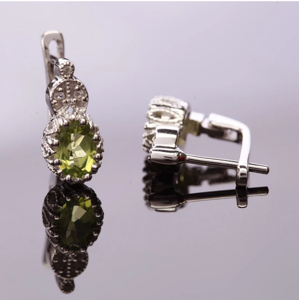 Peridot & White Topaz Sterling Silver Drop Earrings