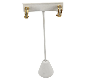 Vermeil Glittering Diamond Half Hoop Signed Earrings