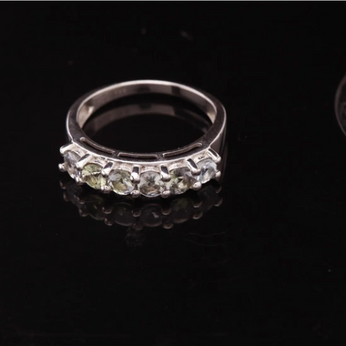 Sterling Silver Natural Green Amethyst 6-Stone Size 7.25 Cluster Ring