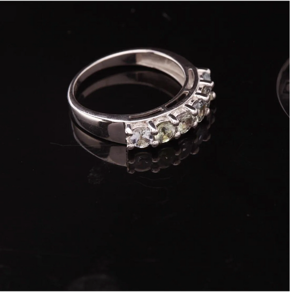 Sterling Silver Natural Green Amethyst 6-Stone Size 7.25 Cluster Ring