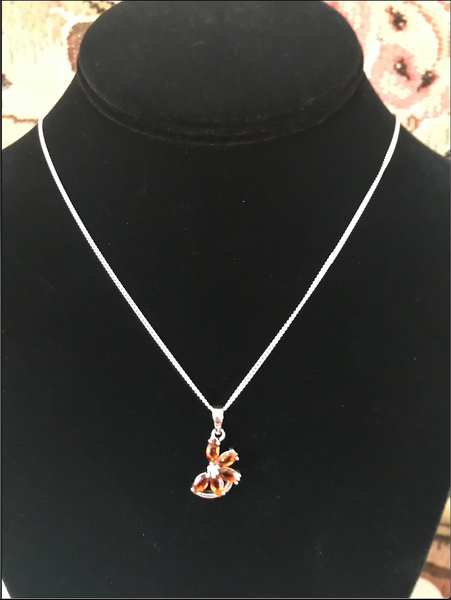 Marquise Madeira Citrine & Topaz Sterling Pendant Necklace