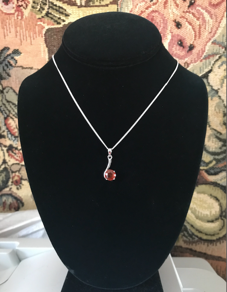 Sterling Silver Orange Kyanite Solitaire Pendant Necklace