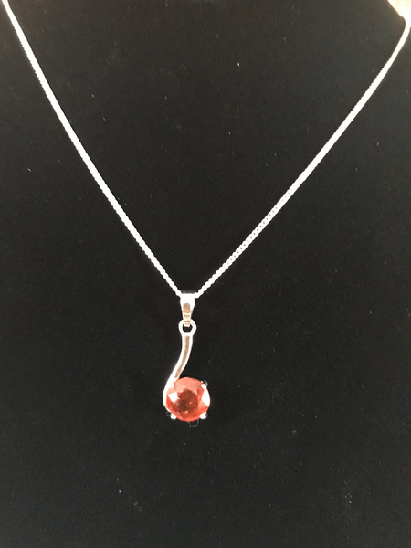 Sterling Silver Orange Kyanite Solitaire Pendant Necklace