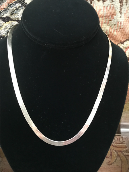 Bold Sterling Silver Italian Herringbone Choker Necklace