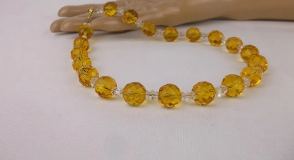 Mint Vintage 1950s Faceted Crystal Choker Necklace