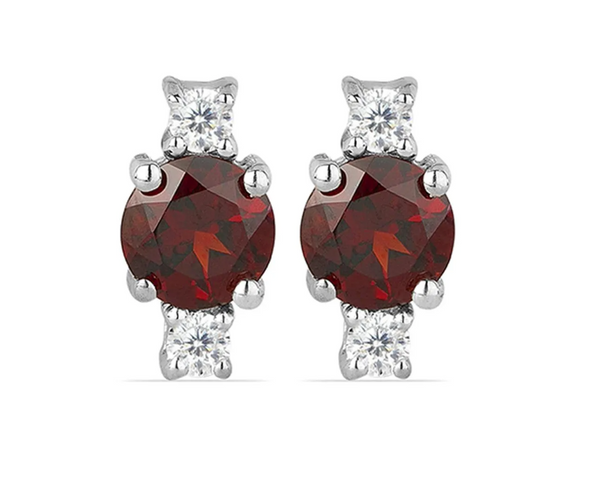 2.42ct Round-cut Red Garnet Sterling Silver Earrings
