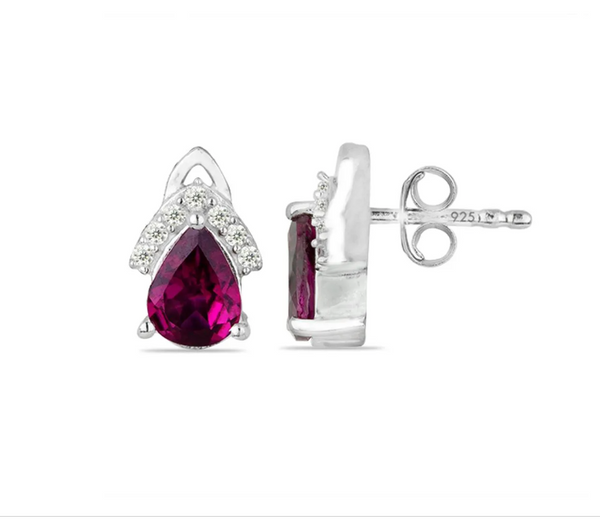 1.61 ct Pear Rhodolite 925 Sterling Silver Earrings