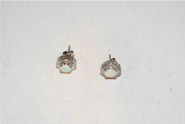 Opal & Diamond earrings