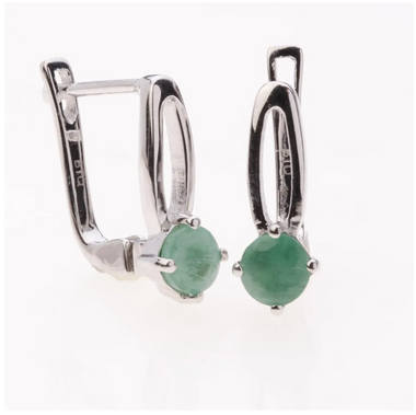 5.0mm Emerald Solitaire Sterling Silver Drop Earrings