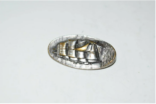 Vintage Sterling Silver Down Easter Sailing Ship Pin Brooch