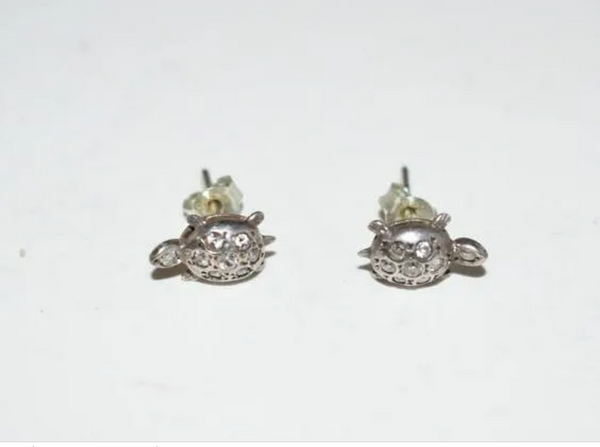 Vintage Turtle Sterling Silver Post Earrings