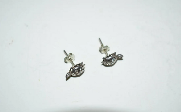 Vintage Turtle Sterling Silver Post Earrings
