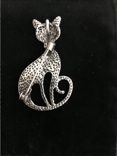 Sassy Genuine Abalone Cat Pendant or Brooch