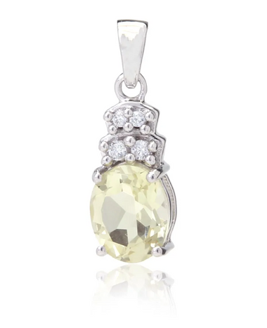 Sterling Silver Lemon Topaz White Zircon Pendant