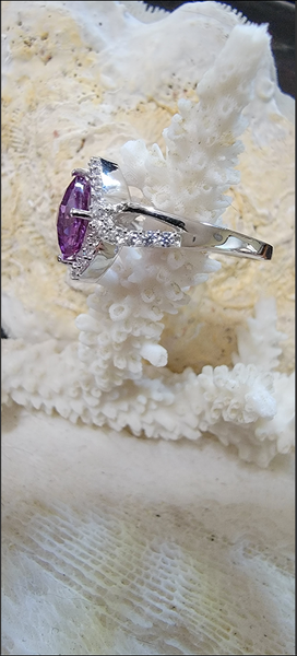 Violet Size 7.5 Sterling Syn Alexandrite & Zircon Ring