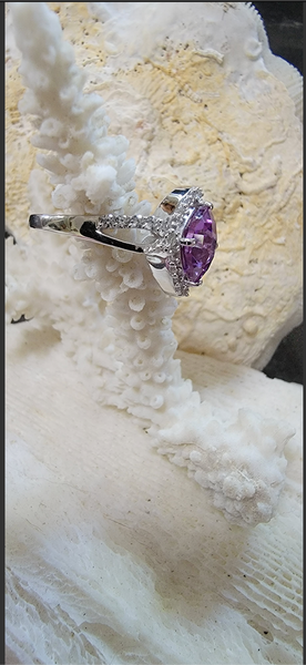 Violet Size 7.5 Sterling Syn Alexandrite & Zircon Ring