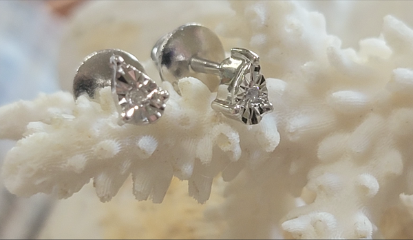 Pear Illusion Setting Diamond Stud Sterling Silver Earrings