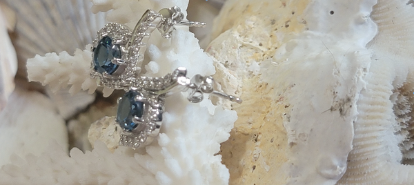 Striking London Blue Topaz 925 Sterling Silver 2.19 Ct Earrings