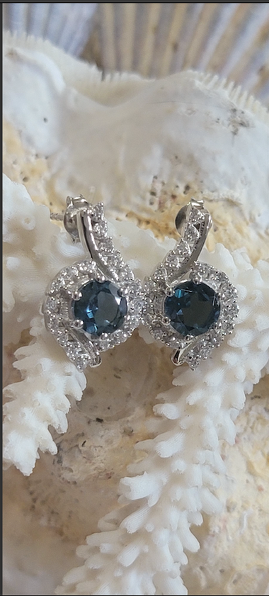 Striking London Blue Topaz 925 Sterling Silver 2.19 Ct Earrings