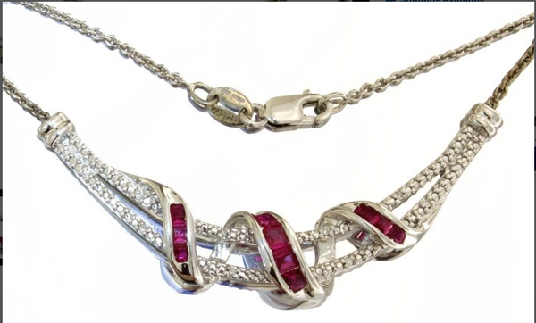 Pink Sapphire & Natural Diamond Necklace