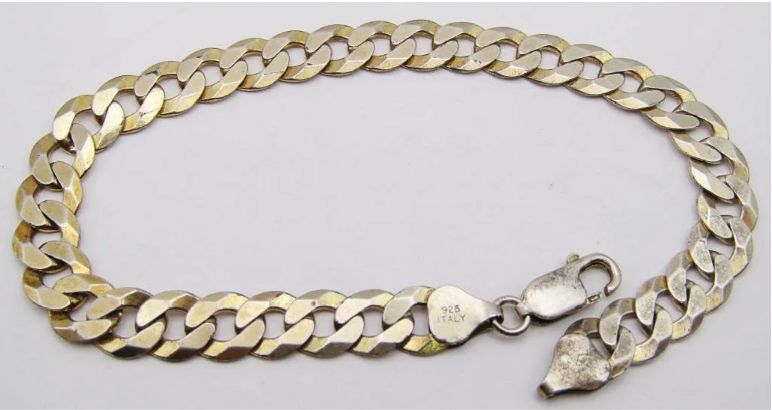 5.2mm .925 Sterling Silver Diamond-Cut Flat Figaro Chain Bracelet, 8 inches  - Walmart.com